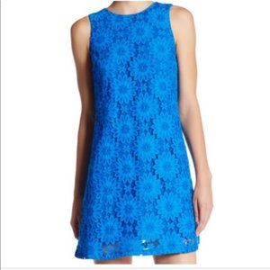 Blue lace shift dress